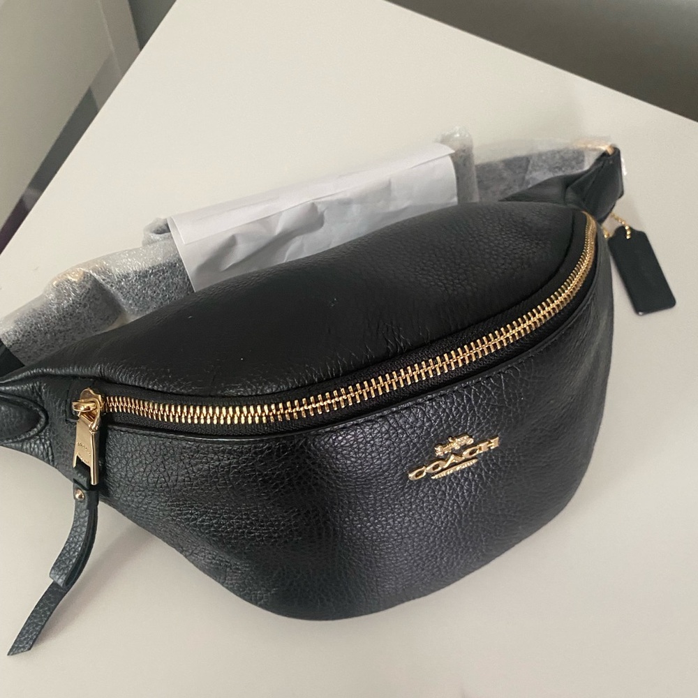 Coach Black Leather Belt Bag